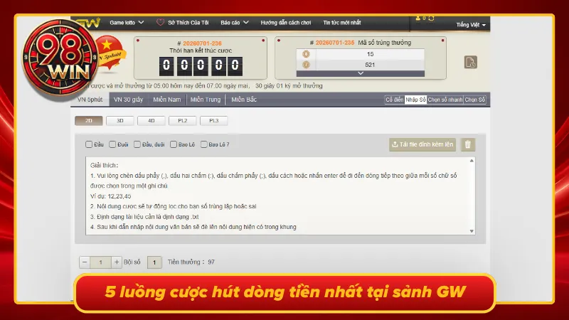 GW Xổ Số 98Win – Điểm Chơi Lô Đề Tỷ Lệ Cao Cho Anh Em 2026 - KECIMO.IM